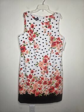 NWT Alyx black white red floral polka dot sleeveless tank dress - 10